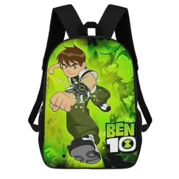Other - New Ben 10 backpack book bag kids teen school bag travel car green black 17 inch